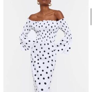 Uterque polka dot off-shoulder midi dress